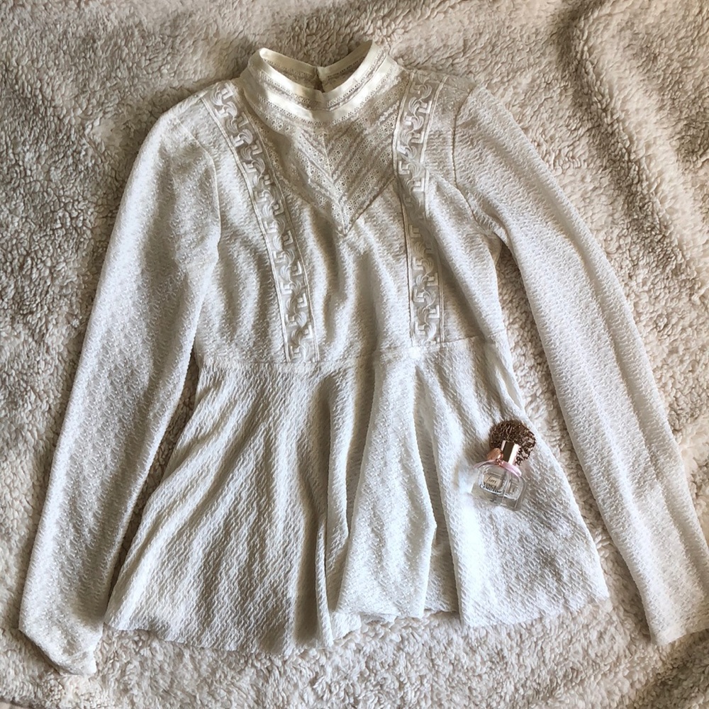 Free People High Neck Baby Doll Blouse